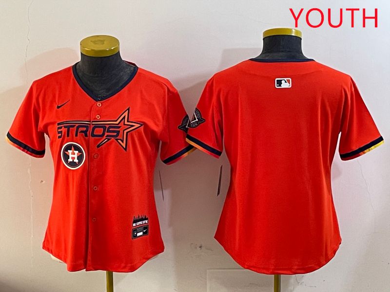 Youth Houston Astros Blank Orange Three generations Joint Name 2025 Nike MLB Jersey style 5